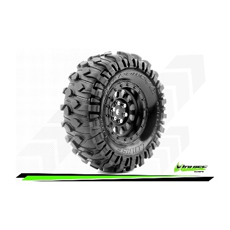 CR-ROWDY - Class 1 - 1-10 Crawler Tire Set - Mounted - Super Soft - Black 1.9 Wheels - Hex 12mm