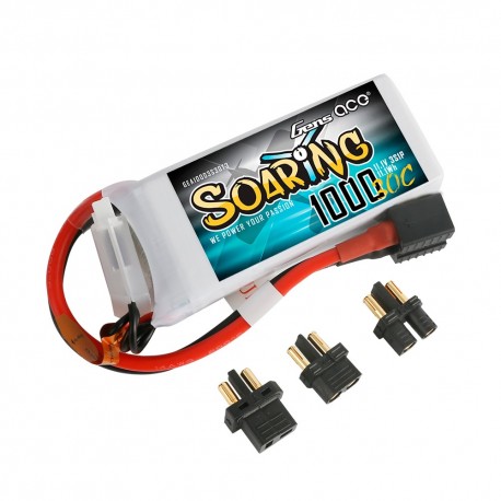 Gens ace Soaring 1300mAh 7.4V 30C 2S1P Lipo Battery Pack with EC3/XT60/T-plug