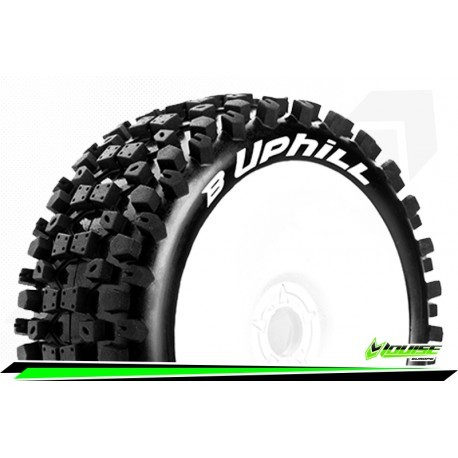 Louise RC - B-UPHILL - 1-8 Buggy Tire Set - Mounted - Soft - White Wheels - Hex 17mm - L-T3271SW